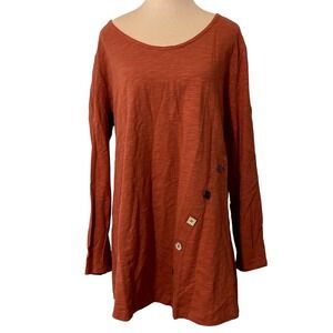 Soft Surroundings Tunic Top 1X Orange Slub Knit Boho Lagenlook Casual Minimalist
